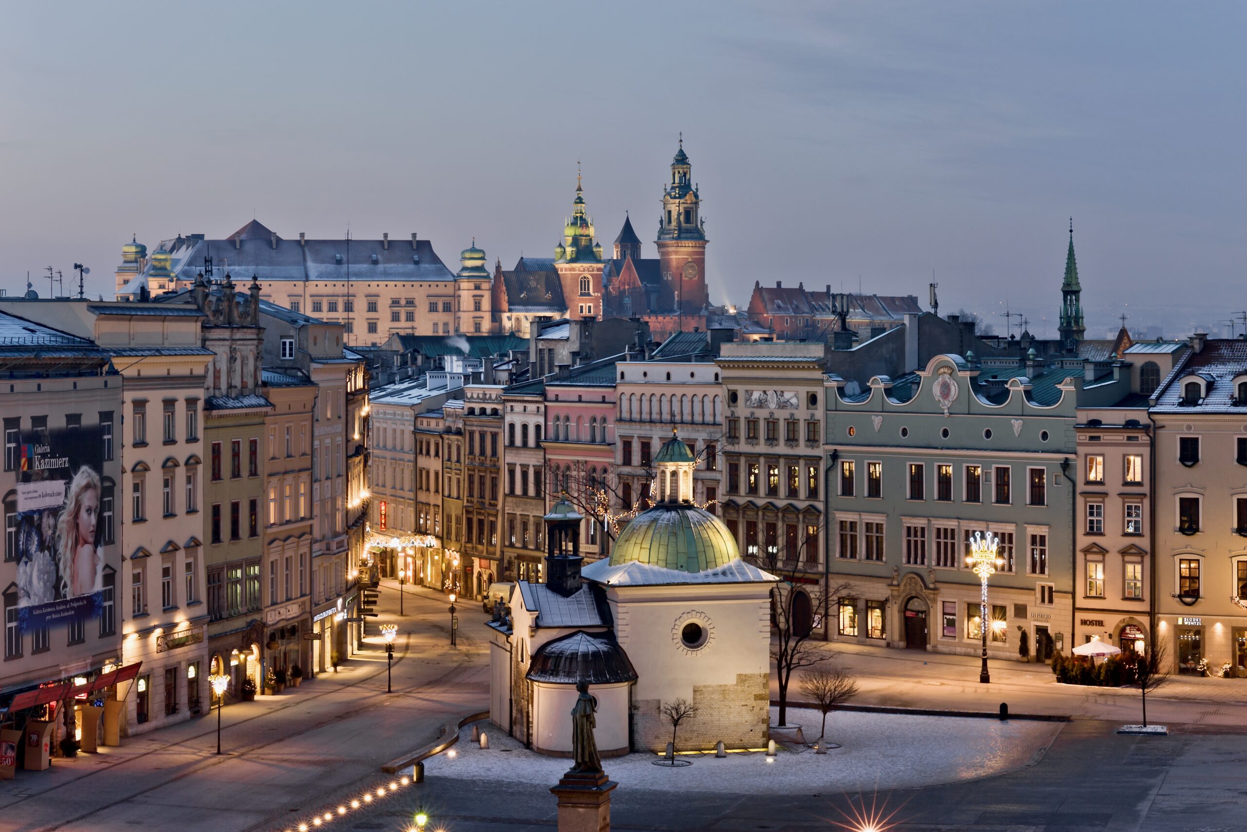 Vintermarknad på Rynek Główny i Kraków